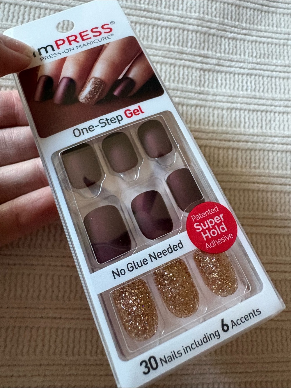 imPRESS One-Step Gel Press-On Manicure in Mauve with Gold Accents